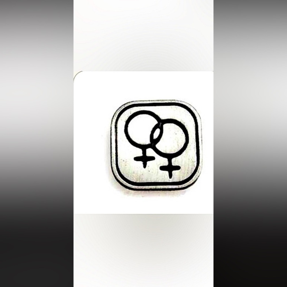 LGBT+ Lesbian Pride Small Square Double Female Symbol Pin